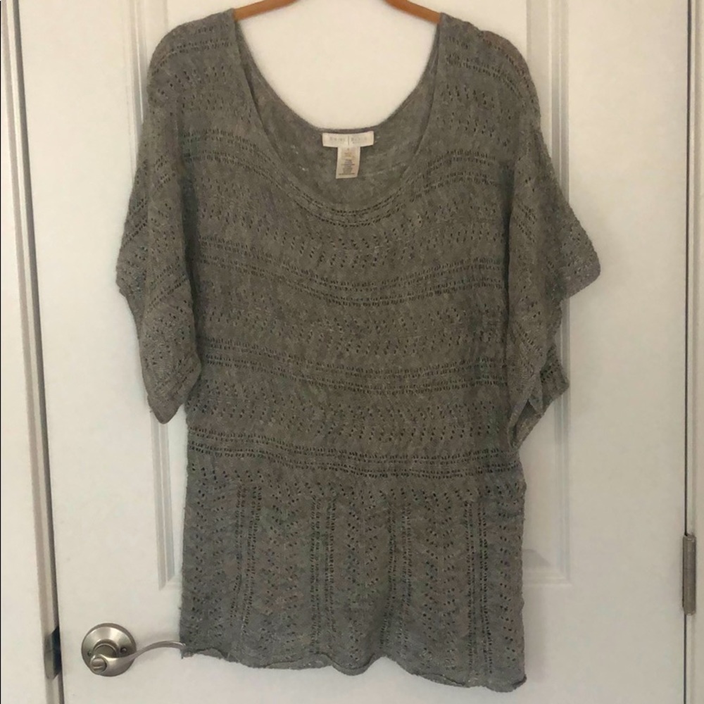 Heather grey crochet detail sweater